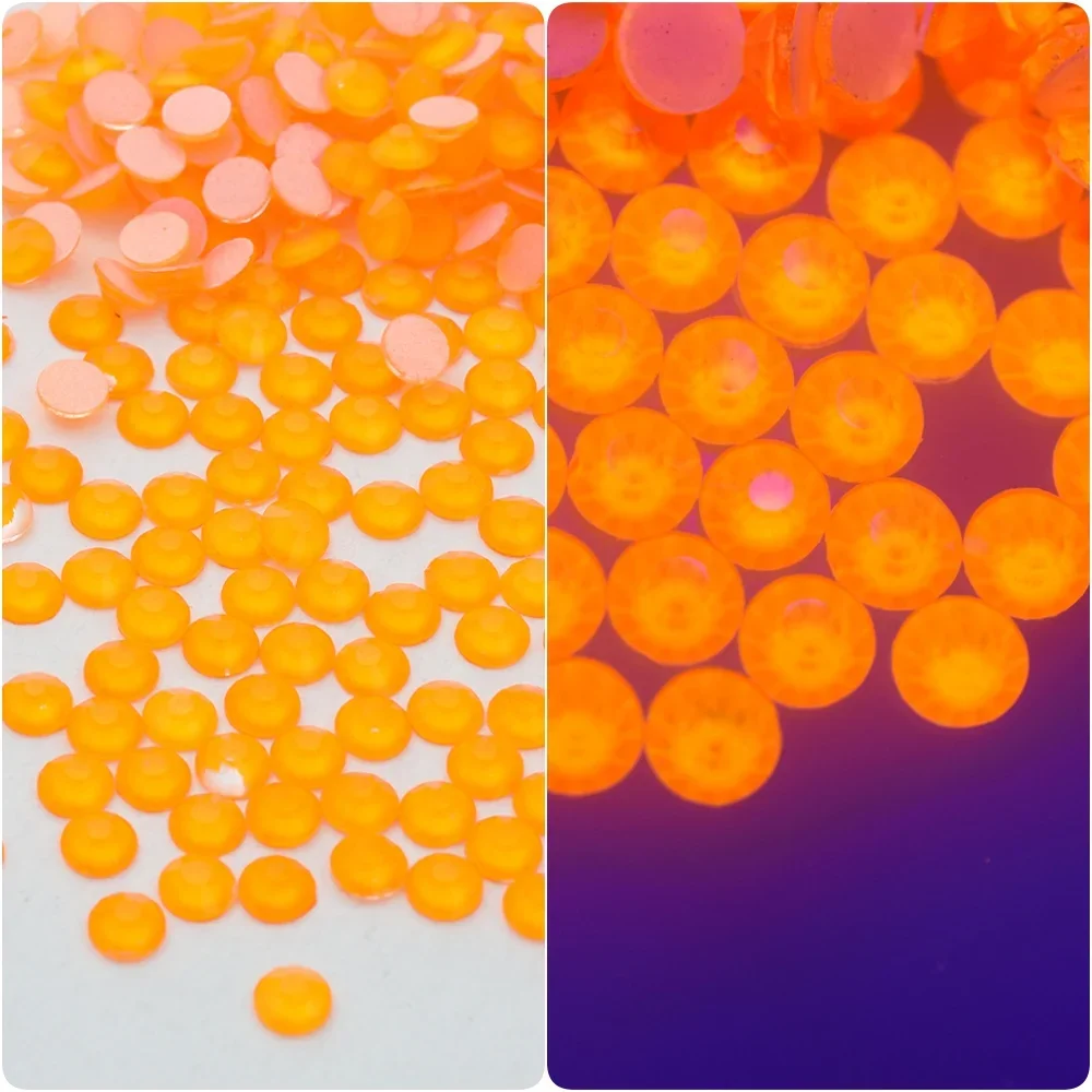 1440PCS SS4-30 Glow in Dark Luminous Neon Fluorescent Hyacinth Orange Glass Flatback Diamond Nail Art Decoration Jewelry Crystal