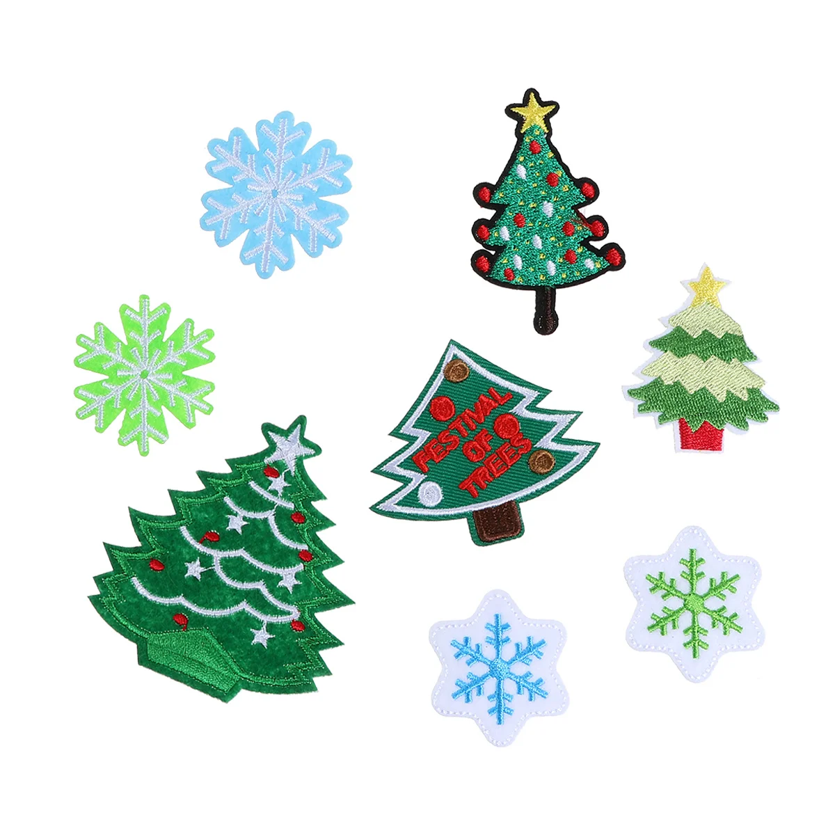 

40Pcs Christmas Patches Embroidered Snowflake Tree Clothes Garment DIY Iron on Christmas Patches Snowflake Embroidered Patch