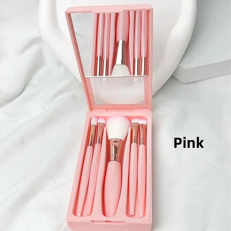 5Mirror Box Makeup Brush New Window with Mirror Eye Shadow Brush Lip Brush Blush Brush Portable Makeup Brush Suit Source