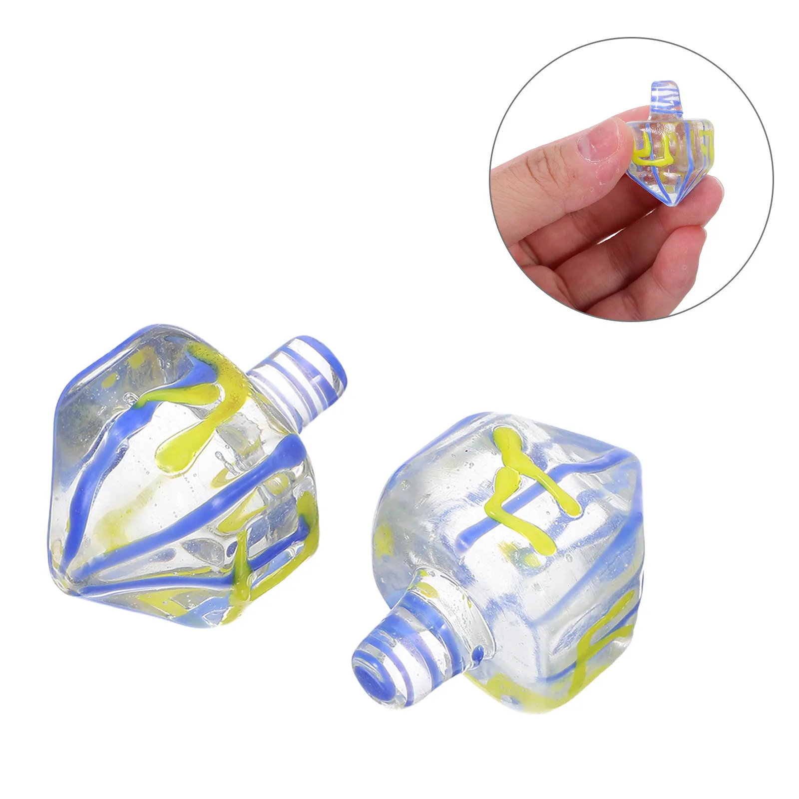 4Pcs Glass Hanukkah Dreidel - Handblown Traditional Dreidel Set for Festive Tabletop Decoration - Unique Art Piece