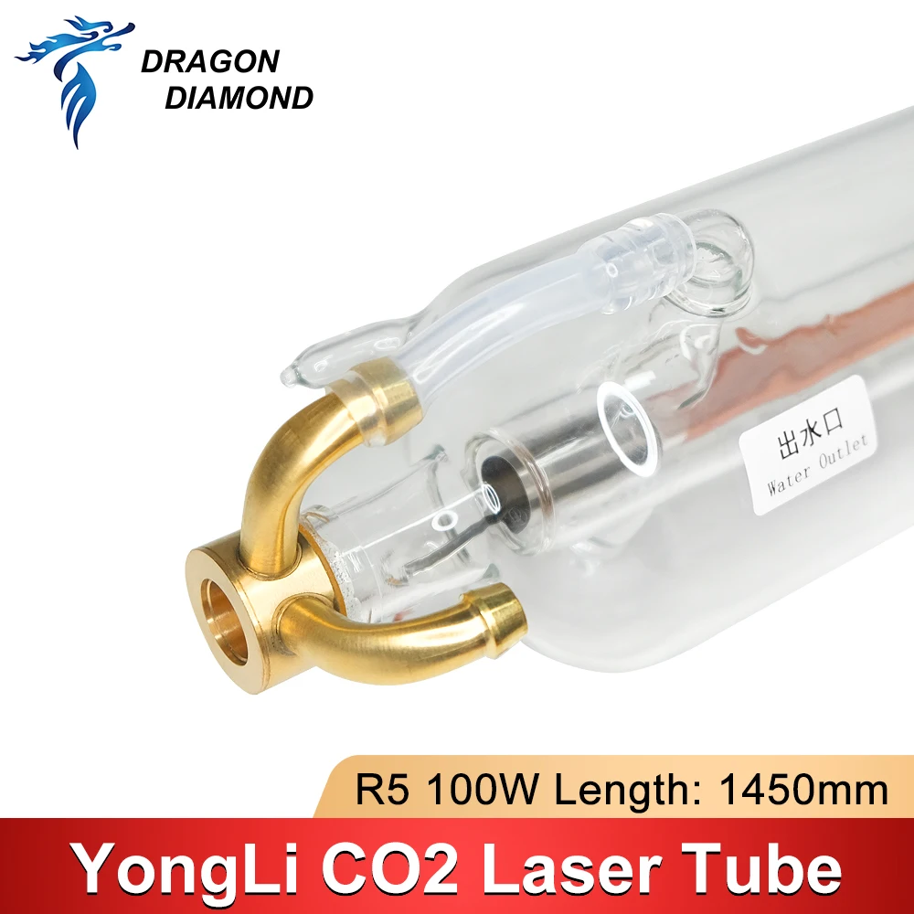 Yongli R5 100W-120W CO2 Laser Tube Glass Pipe Metal Head Length 1450mm Dia.80mm For CO2 Laser Engraving Cutting Machine