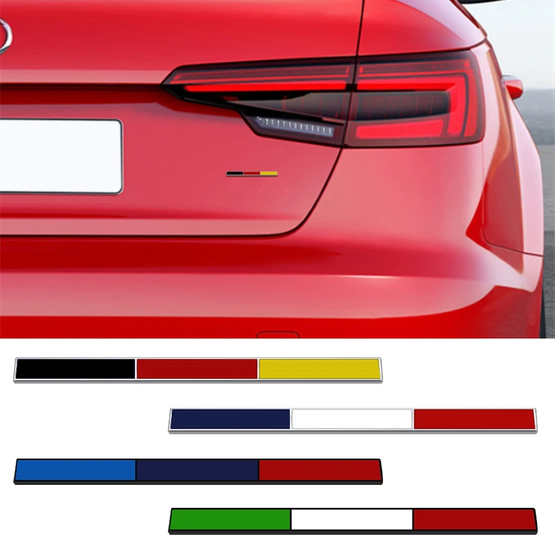 Metal 3D Badge Decorative Strips Car Rear Trunk Body Sticker Motorcycle Decals  Italy Germany Tricolor Flag Emblem car sticker view 3