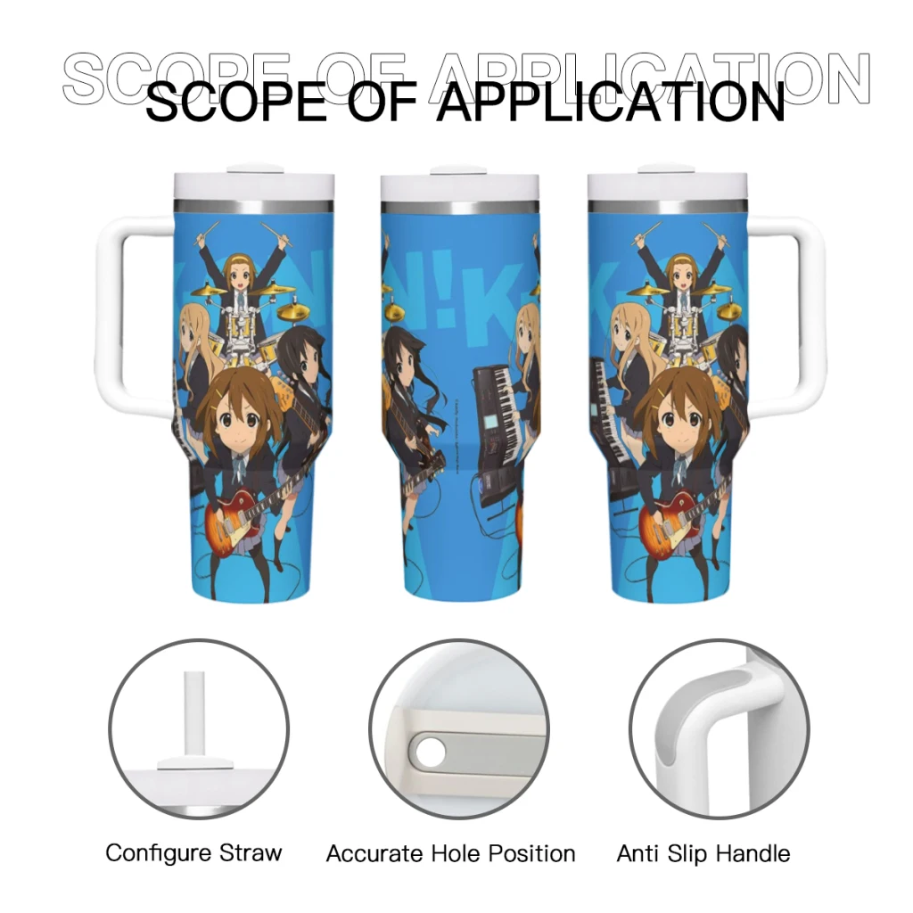 Car Travel Mugs New Debut Anime Kawaii K-on! Stainless Steel 304 Tumbler Water Bottle 40oz/1200ml