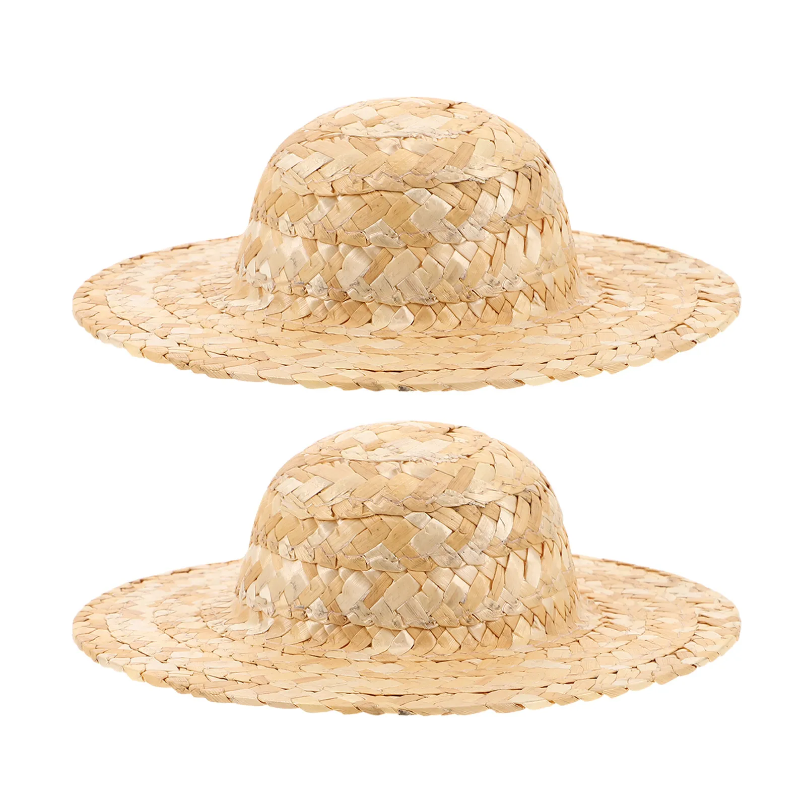 2Pcs Woven Straw Hat For Tea Party Decoration Party Decor Miniature Hats Rustic Design Tiny Mexican Sombrero