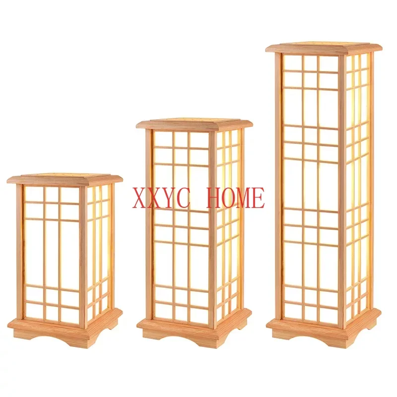 

Modern Japanese Floor Lamps Tatami Style Square Shape Wooden LED Lamp Floor Bedroom Standing Lamps for Living Room Tall Lamp E27