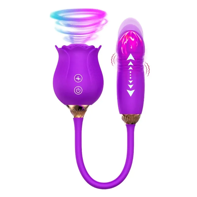 2026 New Upgrade Rose Toy For Women Clitoral Sucker & Thrusting Vibrator With Tongue Licking G-Spot Stimulator Sucking Adult Sex