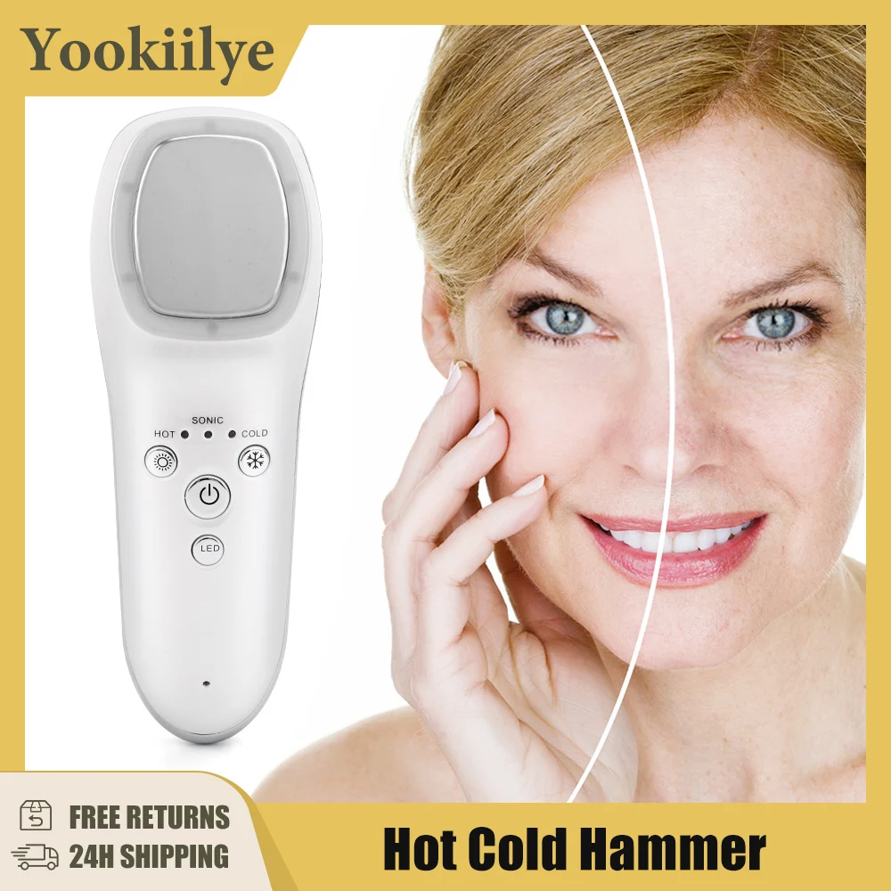 

Facial Hot&Cold Vibration Massager Ice Skin Care Cryotherapy Calm Skin Shrink Pores Warm Heating Relax Skin Lifting Device