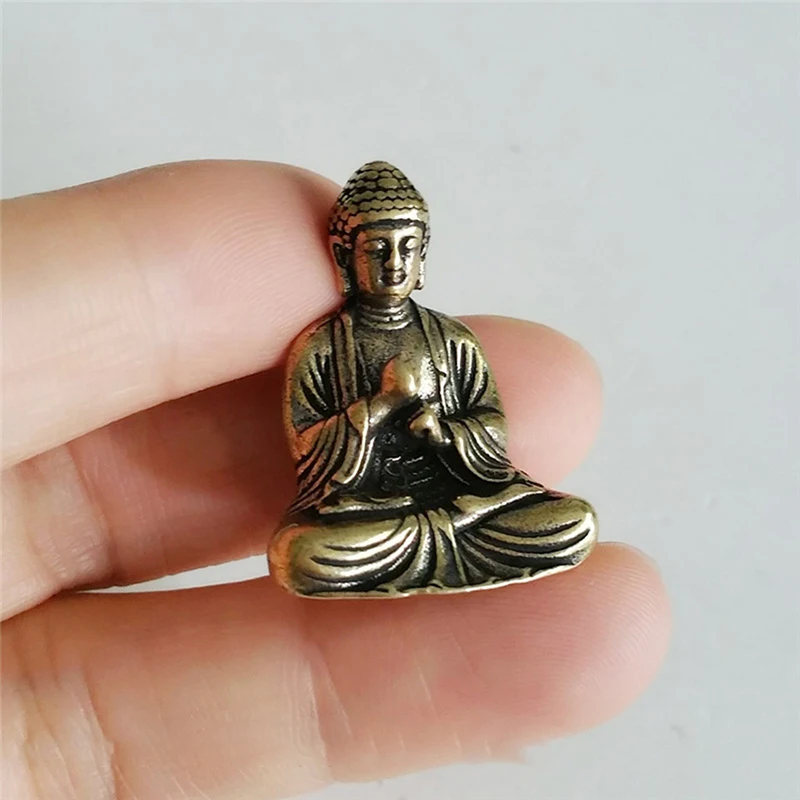 Seated Buddha Statue Brass Mini Buddha Shakyamuni Ornaments Buddhism Meditating Home and Garden Decorative Sculpture Figurines