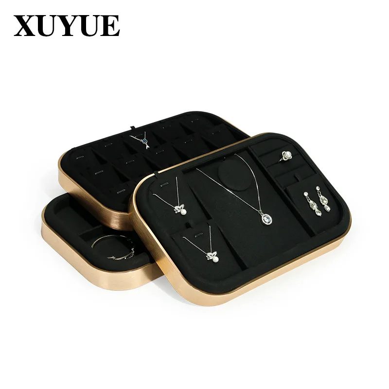 Jewelry display plate Black super fiber jewelry display tray High grade jewelry props Necklace Ring jewelry plate Spot