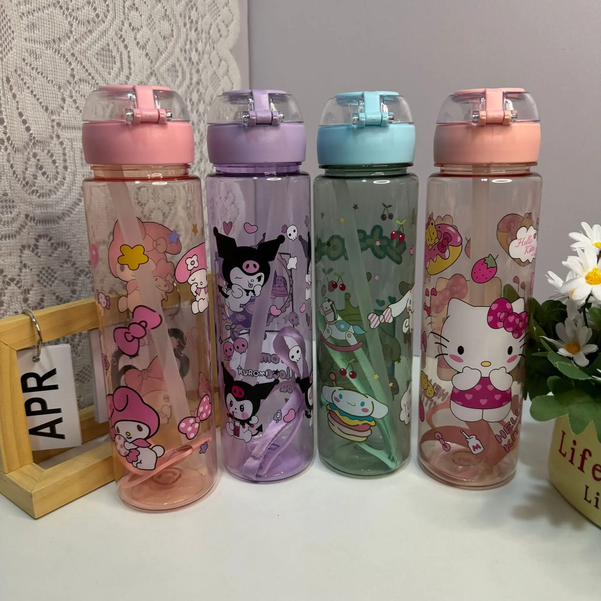 

1PCSstandard transparent medium cup with rope straws, drop resistant and high temperature resistant ingot cover water cup