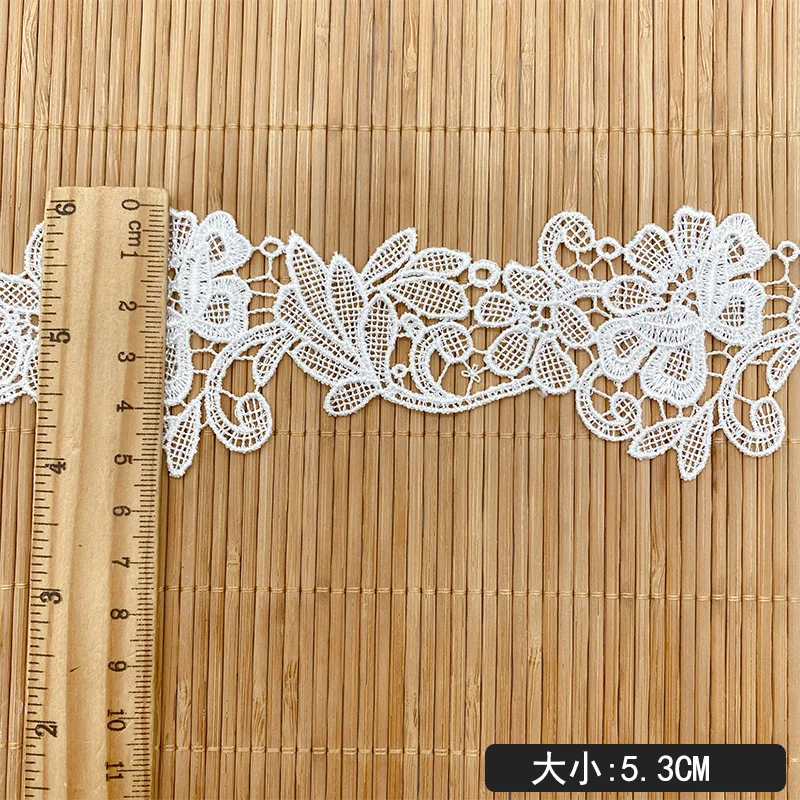 15Yards 5.3cm Width Shiny Black And White Hollow Flower Venise Diy Venice Lace Clothing Accessories Of Various Garment,Bra.Skirt