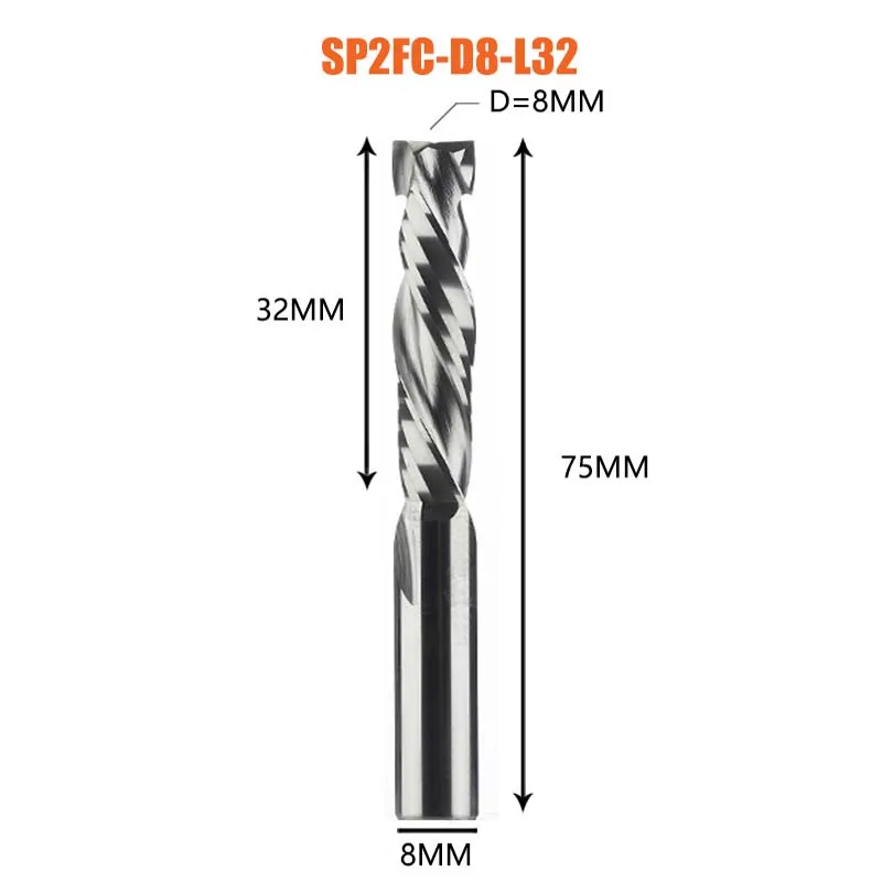 Compressie Frees Houtwerk Up & Down Cut Twee Fluiten Spiraal Carbide Frees Cnc Router Hout End Mill Cutter bits