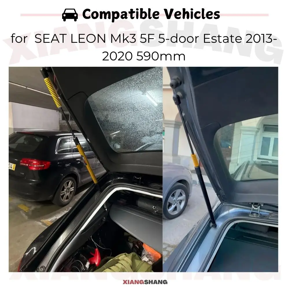 Automatyczne rozpórki klapy bagażnika do SEAT LEON Mk3 5F 5-drzwiowy kombi 2013-2020 590mm, automatyczne otwieranie, podnośniki gazowe ze sprężynami.