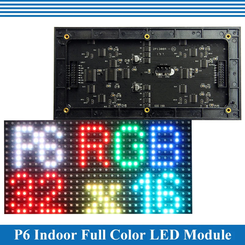 P6 LED screen panel module Indoor 192*96mm 32*16 pixels 1/8 Scan 3in1 SMD3528 Full color P6 LED display panel module