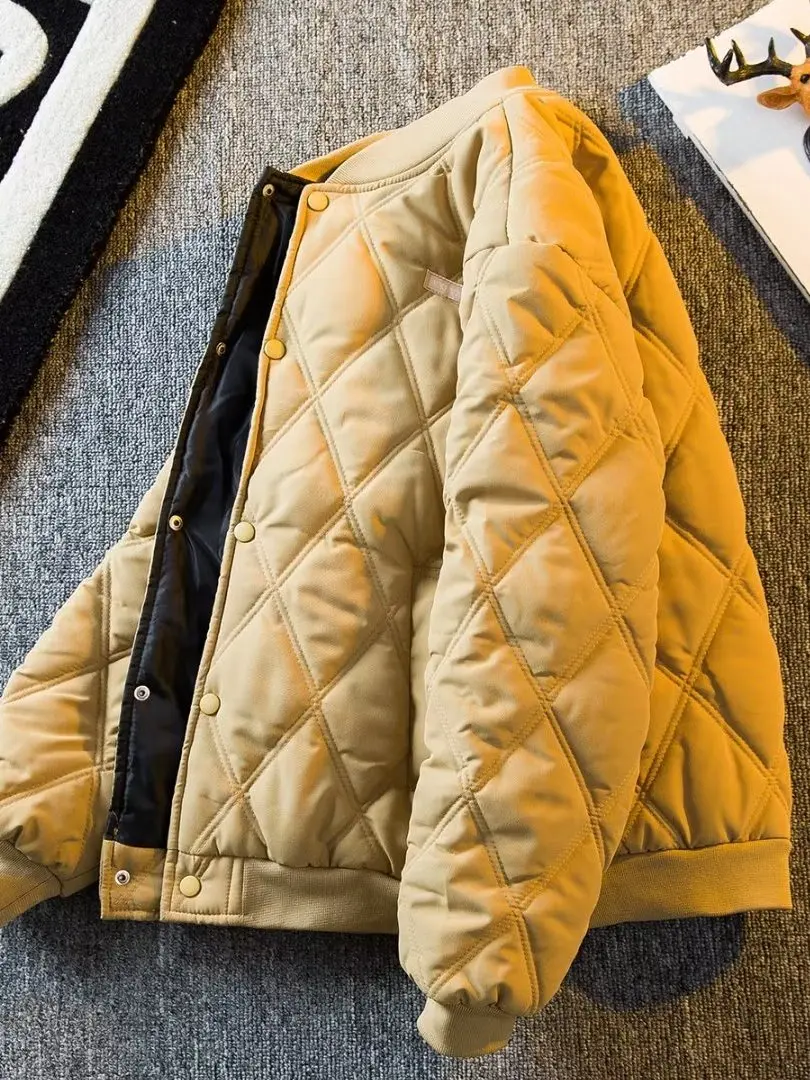 

Loose Fit Men's Cotton Jacket Street Style Fashionable Pilot Coat Thickened Warm Zipper Closure Casual Outerwear