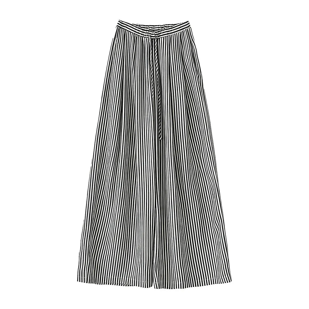 FANAN Korean Style Striped Contrast Color Linen Pants For Women Drawstring High Waist Straight Loose Female 2026 Summer New