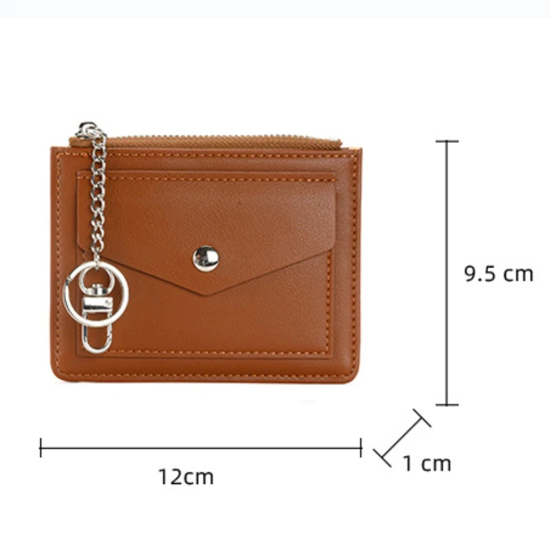 Card Id Holder Men'S Slim Minimalist Front Pocket Wallets Portable Pu Leather Wallets For Women Change Purse With Keychain