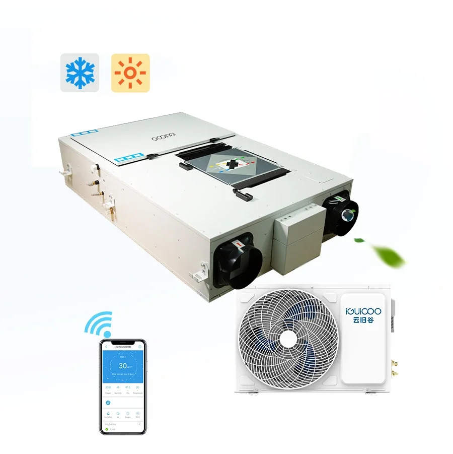 Heating/cooling CO2 sensor ERV heat recovery ventilation unit with thermal pump air recuperater