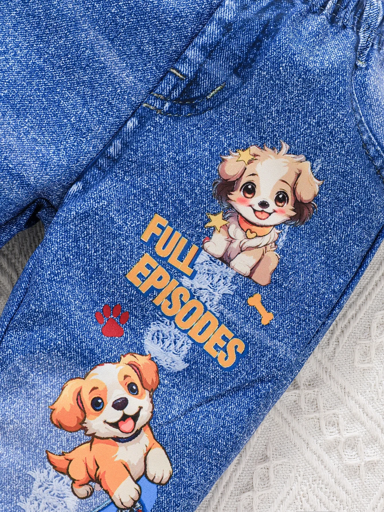 Conjuntos de ropa para recién nacidos, camisa de manga larga con solapa de perro de dibujos animados, Tops y pantalones vaqueros, ropa informal para niños pequeños