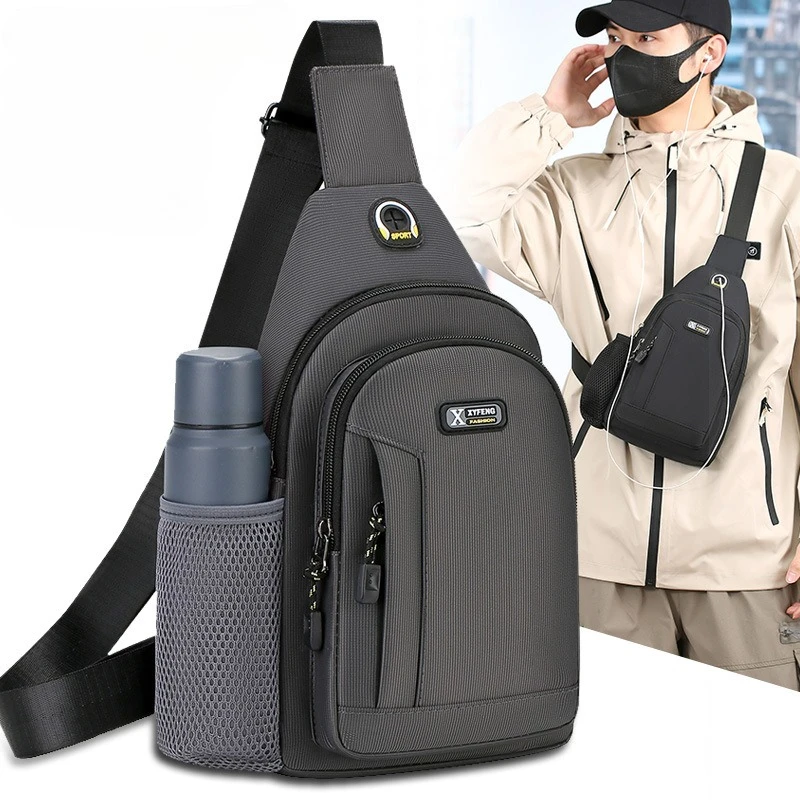 

Men's Wear-resistant Chest Bag Fashionable Oxford Cloth Small Crossbody Bag Outdoor Commuting Side Water Cup Shoulder Bag