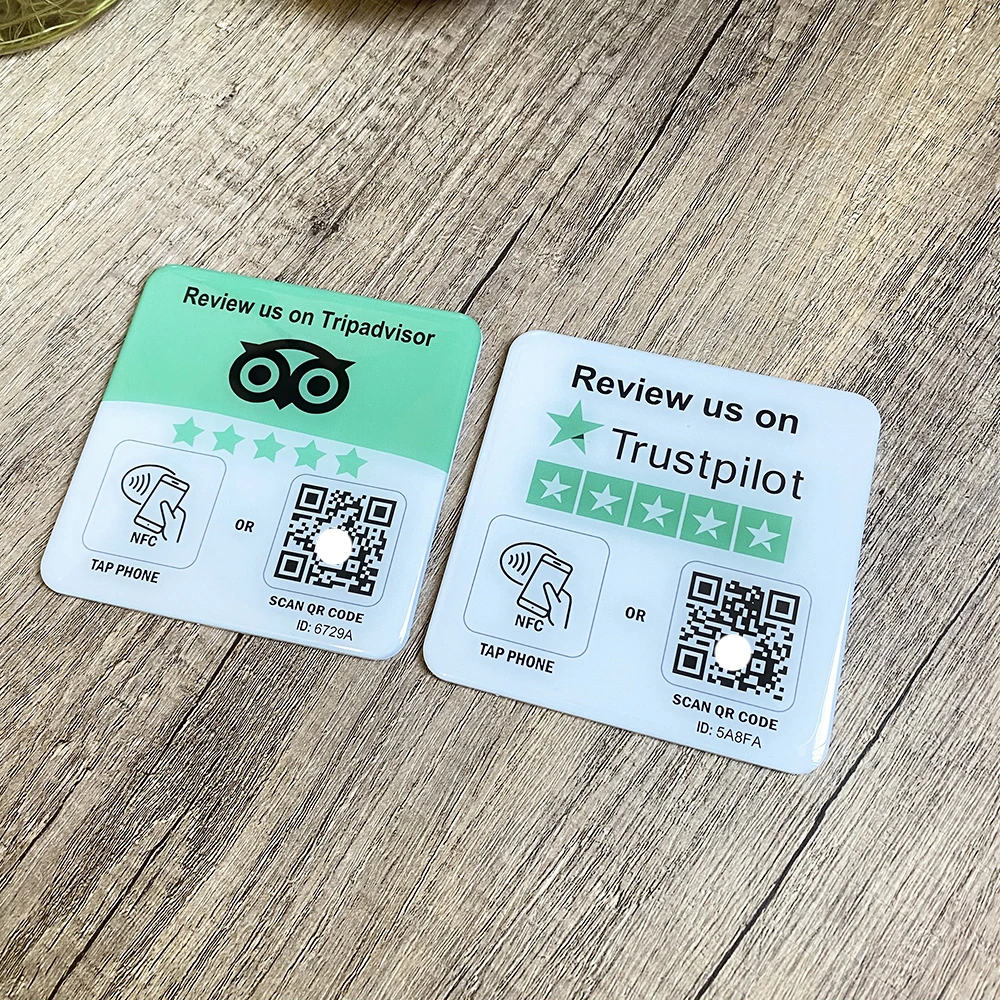 10X10cm QR Code NFC Tap Google Review Plaque Instagram Facebook Plate Tripadvisor Trustpilot Review