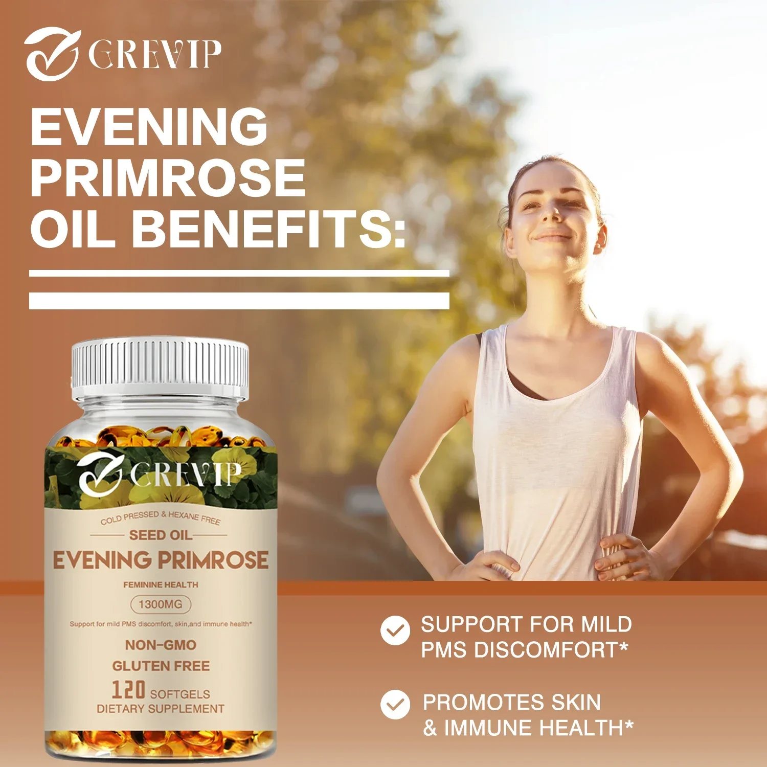 Evening Primrose Capsules - with GLA - Anti-Aging, Whitening, Regulate Hormone Level, Light Spot