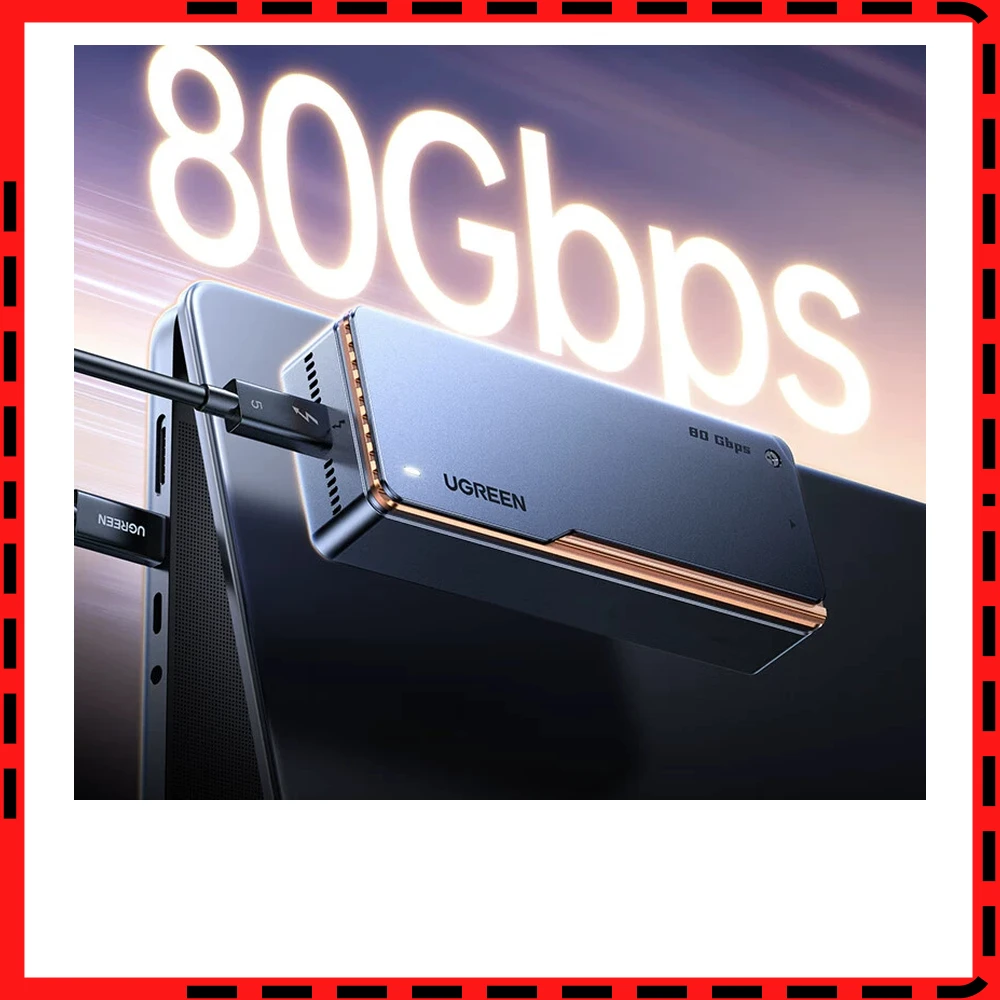 UGREEN 45789 SSD Enclosure D705 80Gbps Thunderbolt 5 M.2 NVMe 2280 Aluminum Case TB4 USB4 for Windows macOS Linux