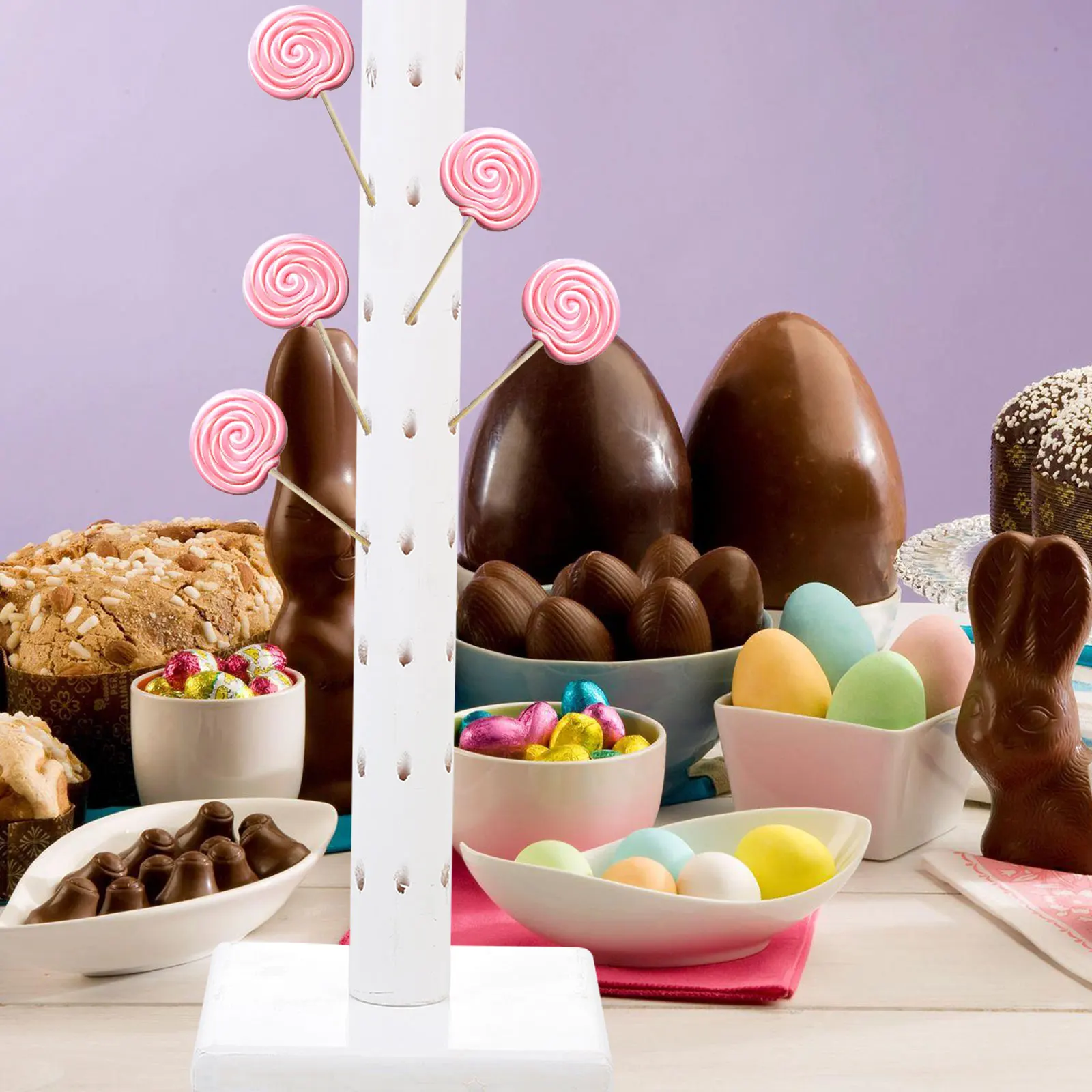 Candy Display Lollipop Tree Rack Multi-use Cake Stands Holders Donut Decorations Cylinder Multi-Use Lollipop Stand Wood Material