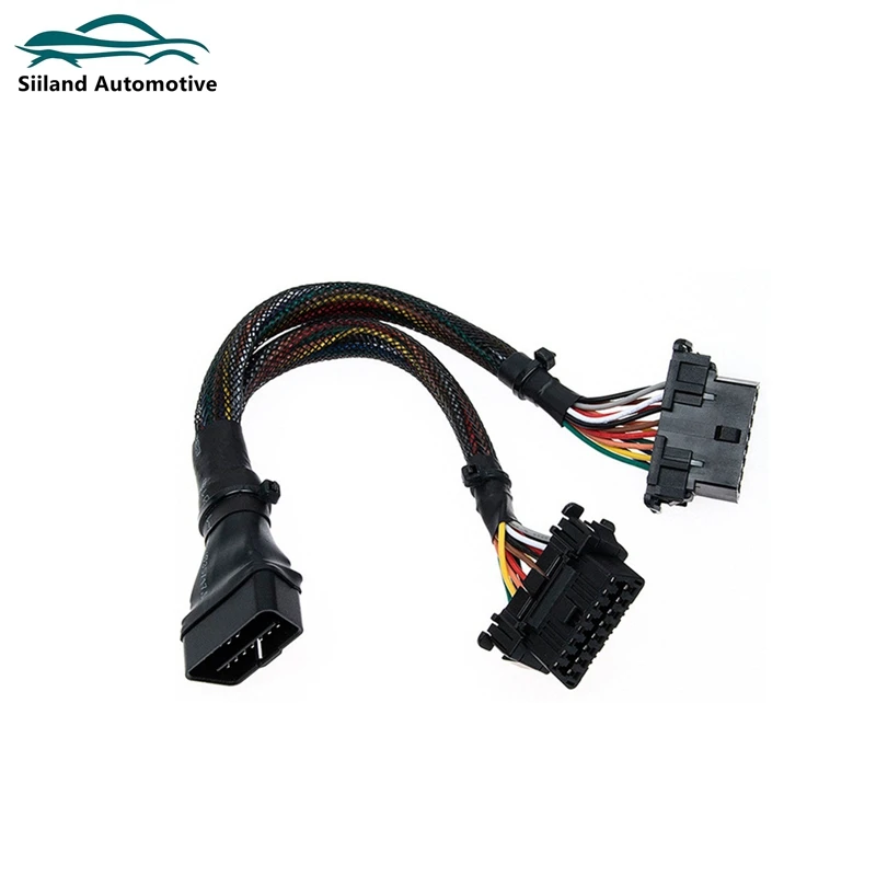 

OBD2 Male to Dual Female Elbow Extension Cable with 16pins Available to Connected 1 IN 2 Converted OBD 2 Extender Adapter