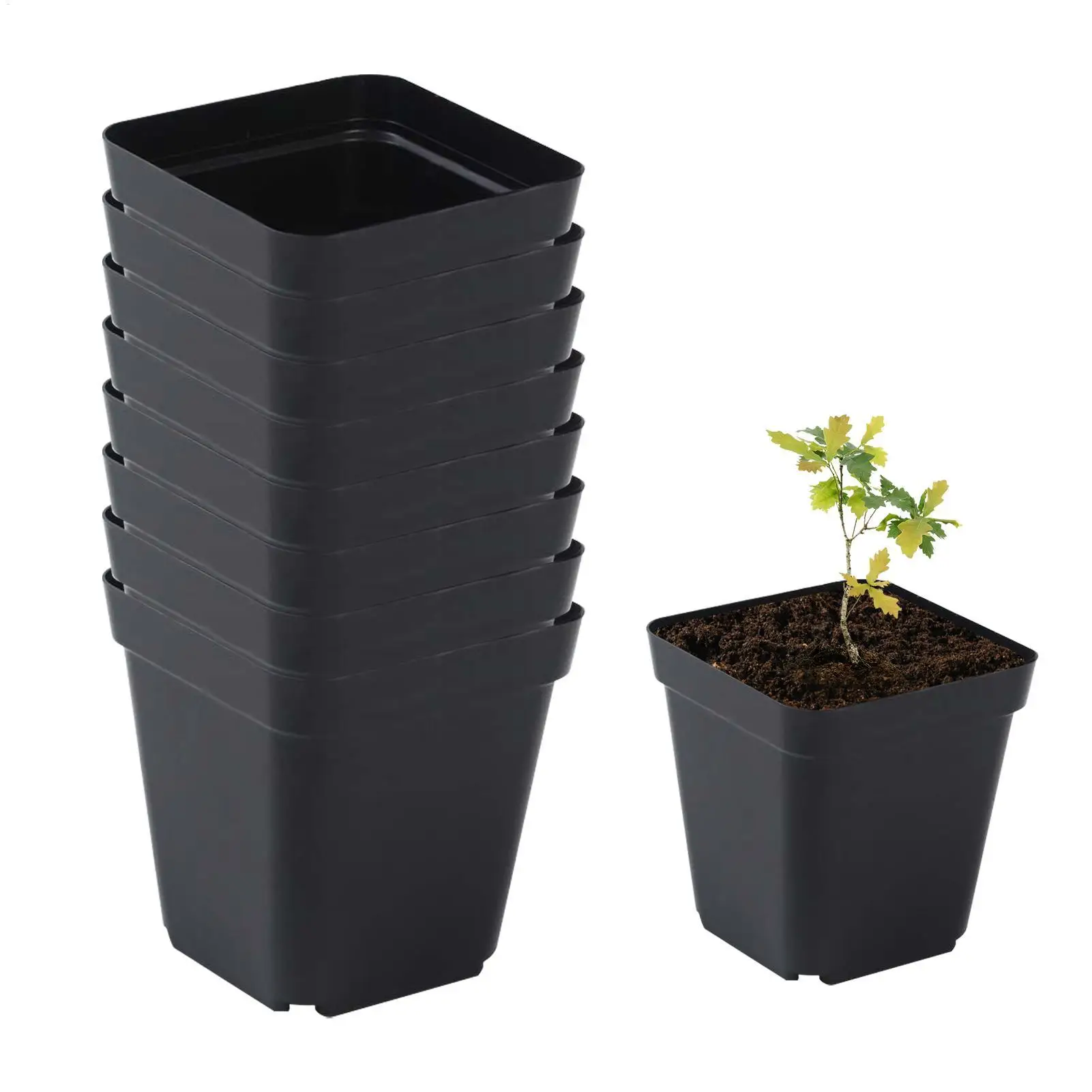 Macetas para plántulas, 50 unidades, cuadradas, para siembra, recipiente de plástico reutilizable para plantas, kit de jardinería para viveros de frutas