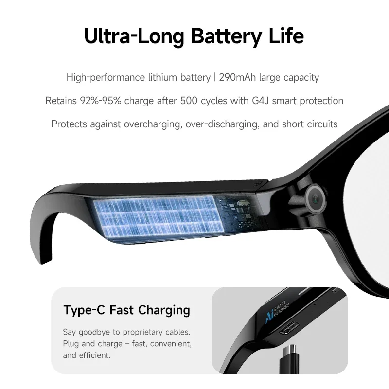 Lenovo Smart 8K AI Camera Glasses 800MP Multifunctional Photochromic Glasses Bluetooth Calling Photo Video Music Translation New image 4