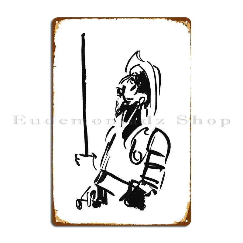 Letrero Metálico de Don Quijote de la Mancha, Decoración para Garaje, Letrero de Metal de Diseño para Garaje, Póster