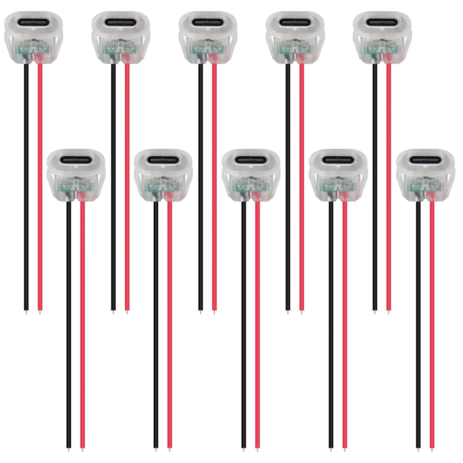 15PCS Type-C Female 2Pin USB Connector with LED Type-C Waterproof with Female Socket Fast Charging Jack Charging Port
