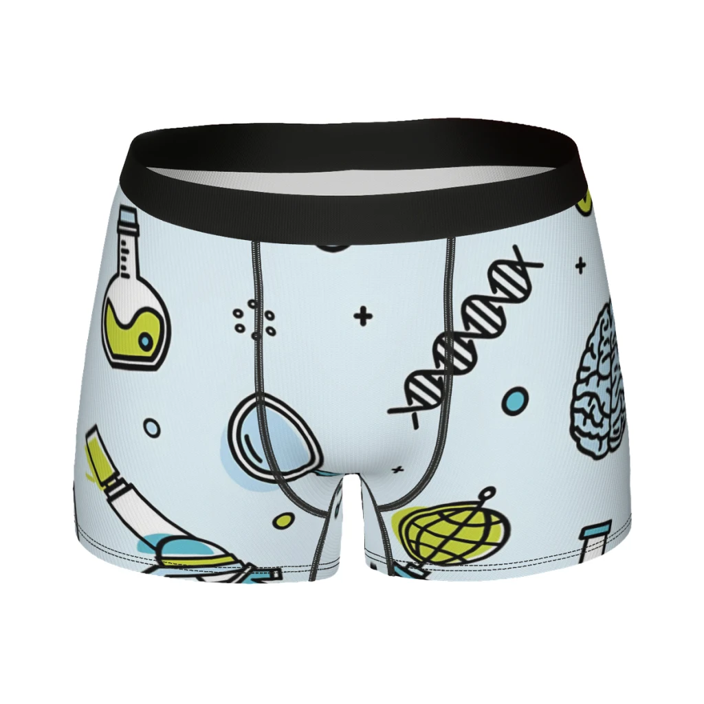 Laboratory Pattern Blue Green Chemistry Pattern Underpants Cotton Panties Male Underwear Sexy Shorts Boxer Briefs