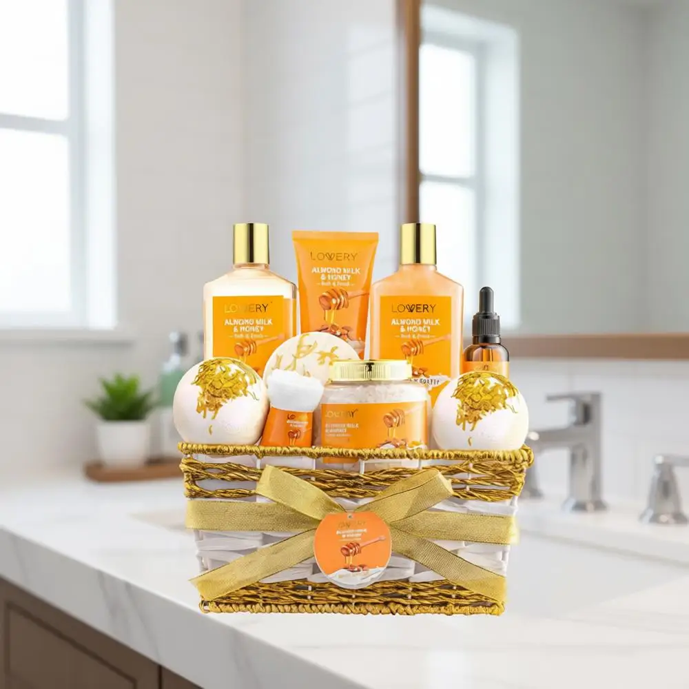 

10-Piece Almond Milk & Eye Care Set for Women - Romantic Spa Gifts for Valentine's Day, Birthdays, and Anniversaries