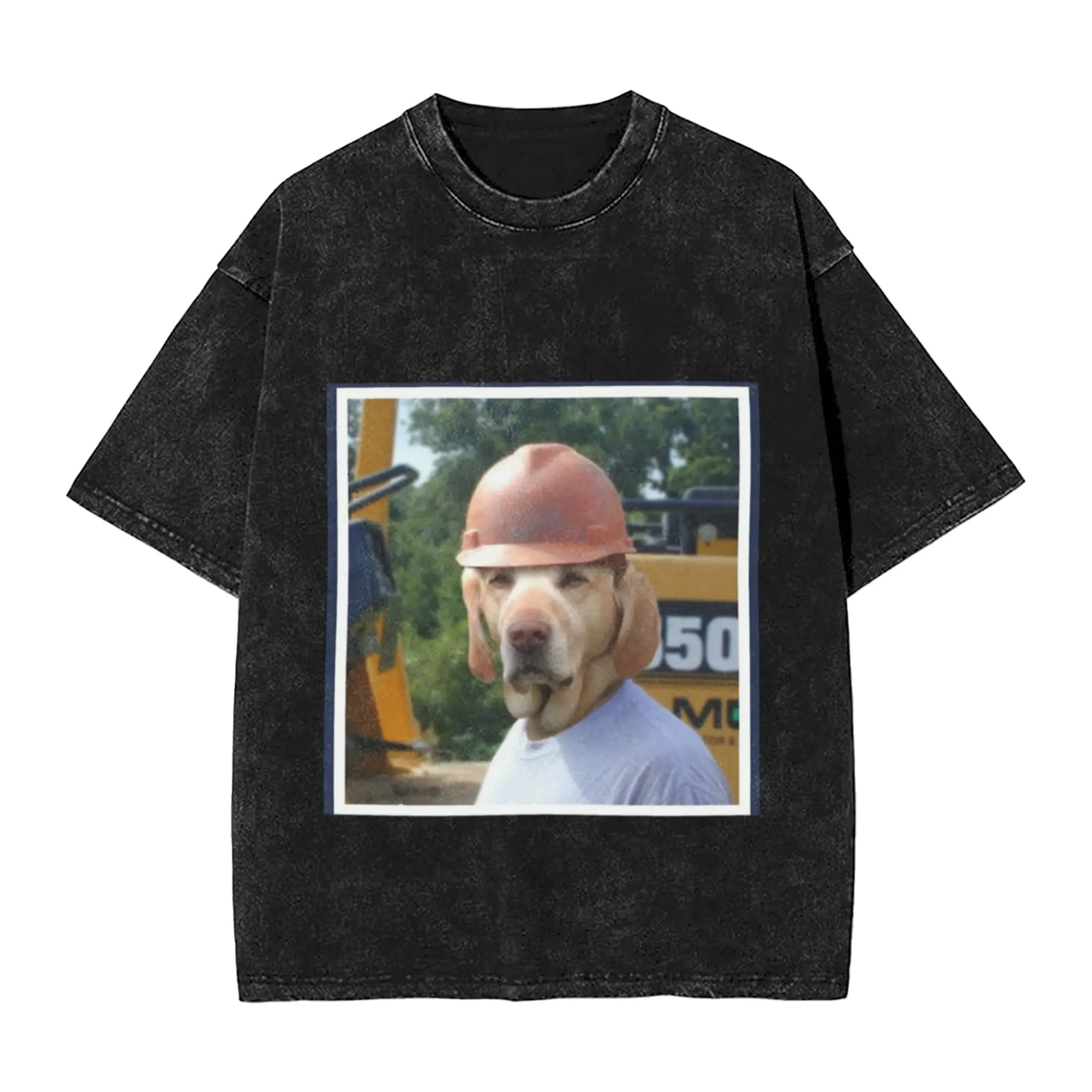 Hard Hat Dog Unique Stylish A Vintage Oversized Cotton Unisex T-Shirts