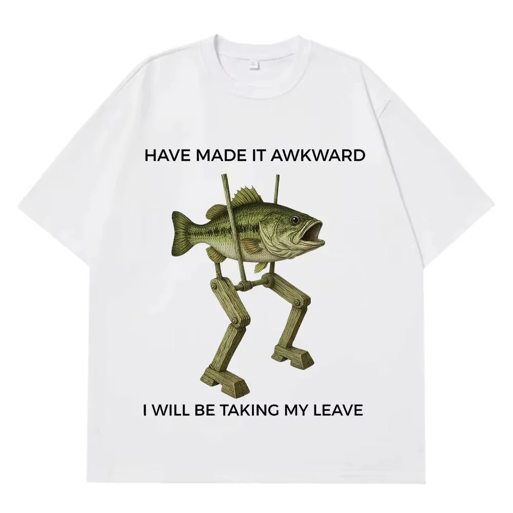 Funny Fish Meme T-shirt Men Women Hip-hop O-Neck T-shirts Summer Short-sleeved Loose Casual Cotton Oversized T-shirt Streetwear