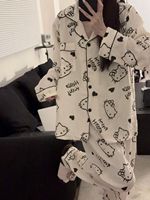 Hello Kitty Women's Cartoon Pajama Set - Long Sleeve Loungewear for Spring/Fall, Cozy Home & Outdoor Wear