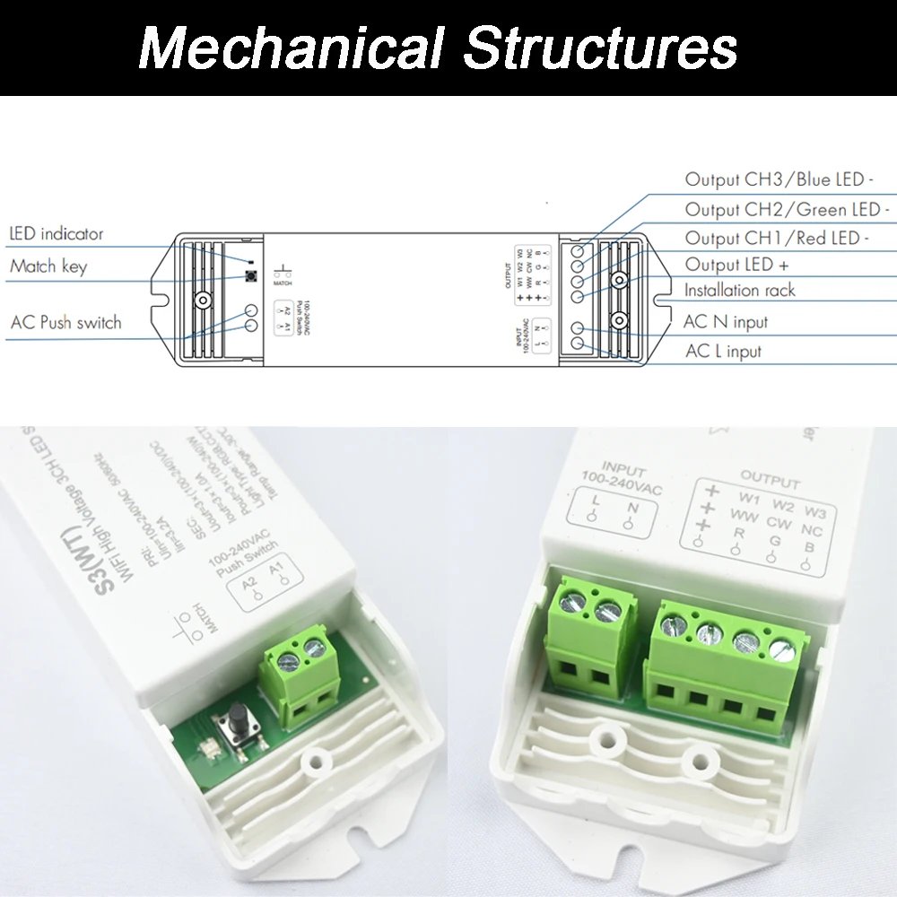 High Voltage LED Strip Controller KIT WiFi TUYA APP Smart Control LED Dimmer 3 IN 1 DC 220V 230V 2.4G Dimming Remote Controller