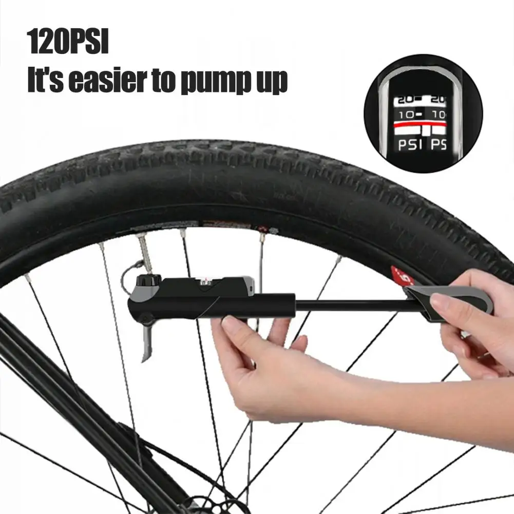 Bike Tire Pump Ergonomic Handle Bike Pump with Gauge for Labor-saving Inflation Portable 120psi Bicycle Tire Inflator Bike Pump