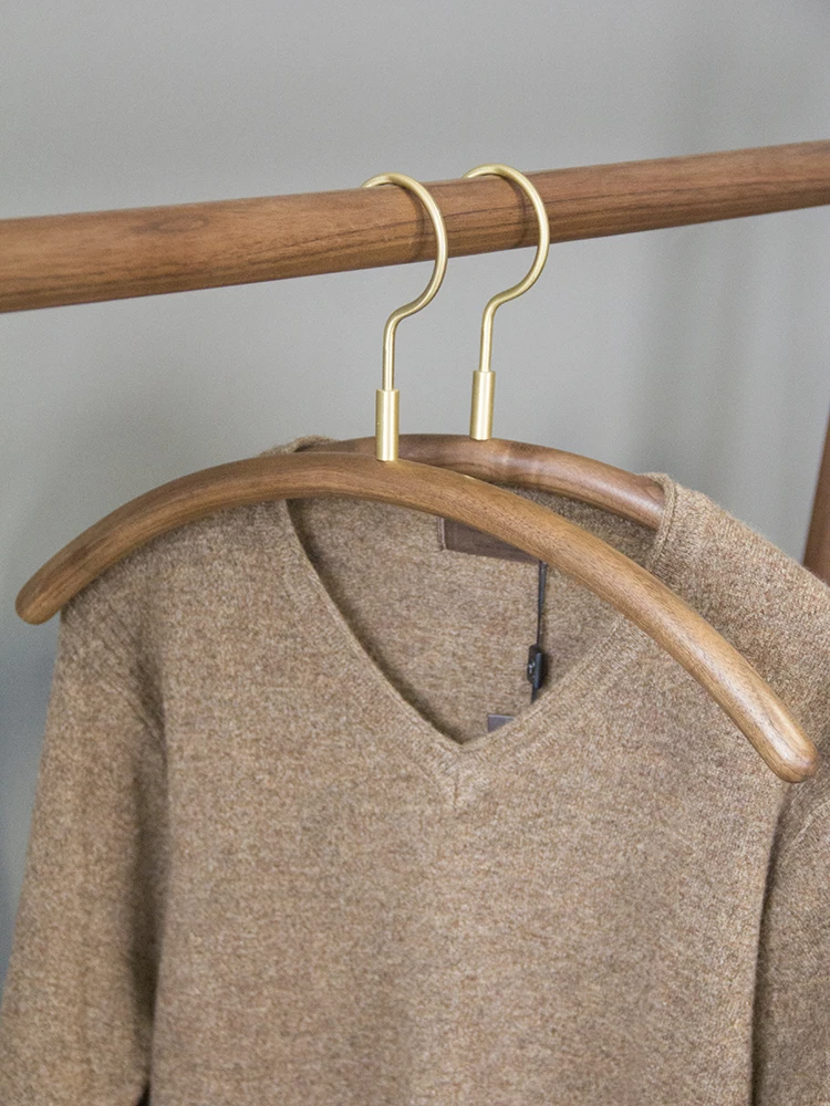 Solid Wood Brass Hanger for Home and Hotel, Nordic Cloakroom, High-end Wardrobe, Cloakroom, Clothing Store, 41cm