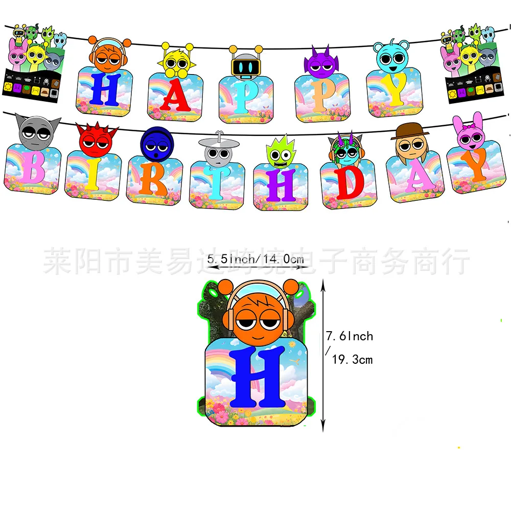 Incredibox Sprunki Theme Boy Birthday Party Supplies Decor Hot Game Balloon Banner Backdrop Cake Banner Kid Baby Shower Gift