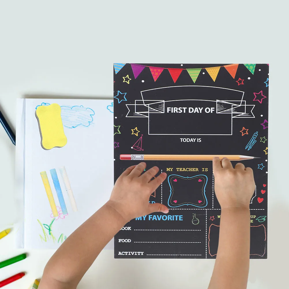 

1Set Double Sided Chalkboard Sign First Day of School Wooden Decorative Room Accessory First Day of School Board