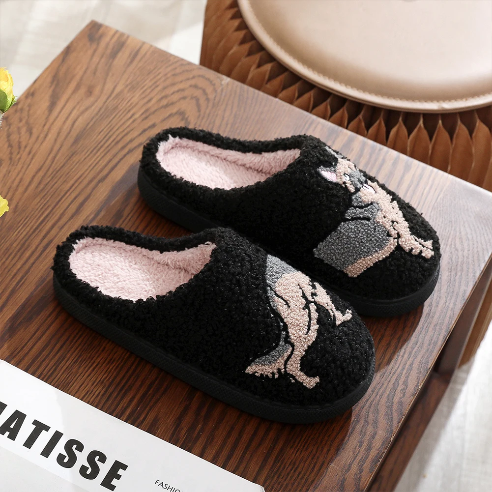 German Shepherd Slippers Comfortable Plush Dog Home Slippers Non Slip Fluffy Animal Slippers Soft Couple Slippers for Men Women