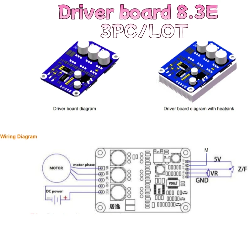 3Pcs JUYI JYQD-V8.3E Sensorless Brushless DC Motor Driver Board 12V-36V 15A BLDC Motor Drive Controller for Home Improvement