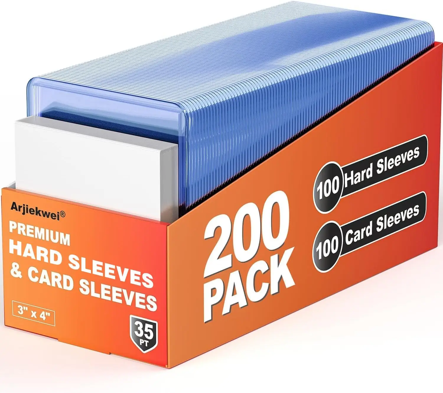 

Hard Plastic Card Sleeves 3x4, 200 Pack Premium Protectors for Trading Sports Baseball Football Cards with 100 Hard and 100 Soft