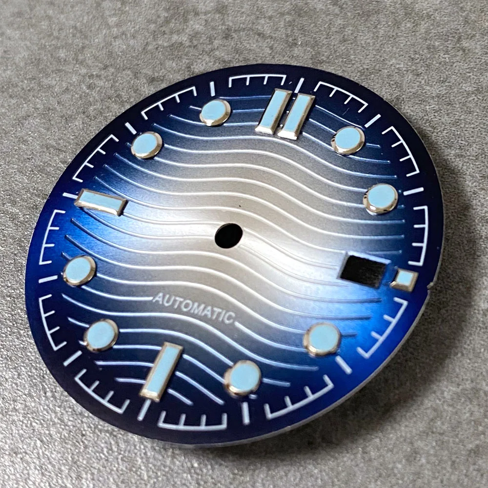 Wave Dial Sunburst Watch Dial Face Fit for NH35 NH36 NH38 NH70 NH72 Automatic Movement 31mm Black Blue Green Luminous Date