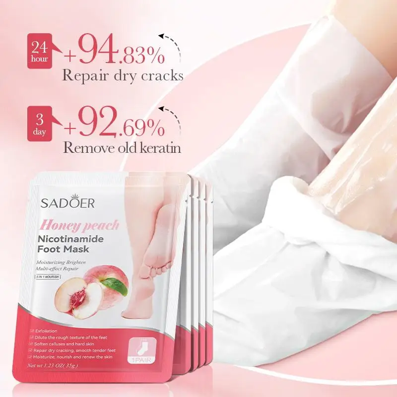 1 Pairs SADOER Fruits Foot Mask Moisturizing Foot Peeling Mask Exfoliant Feet Skin Care Exfoliating For Feet Spa Pedicure