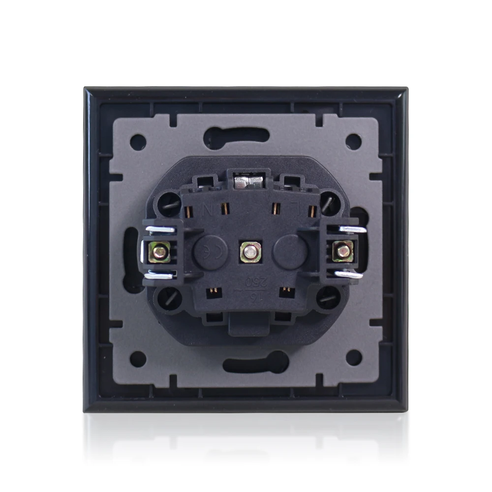 EU standard S series wall socket 86*86mm German socket black grey gold 250V 16A  aluminum brushed panel CE RoHS authentication