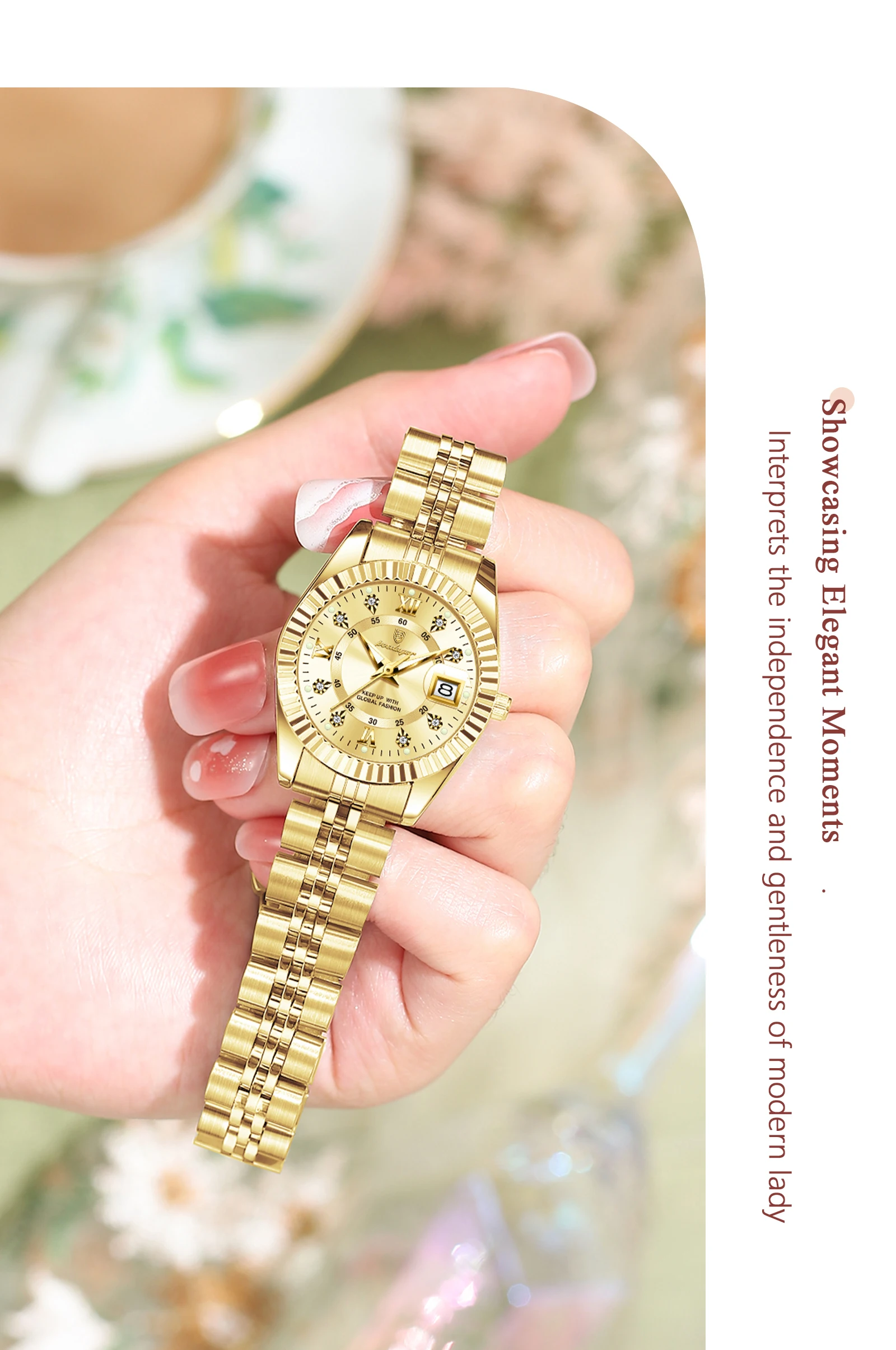 POEDAGAR Mode frauen Armbanduhr Wasserdicht Leucht Datum Elegante Damen Uhren Edelstahl Quarzuhr Für Frauen Reloj – Detail 4